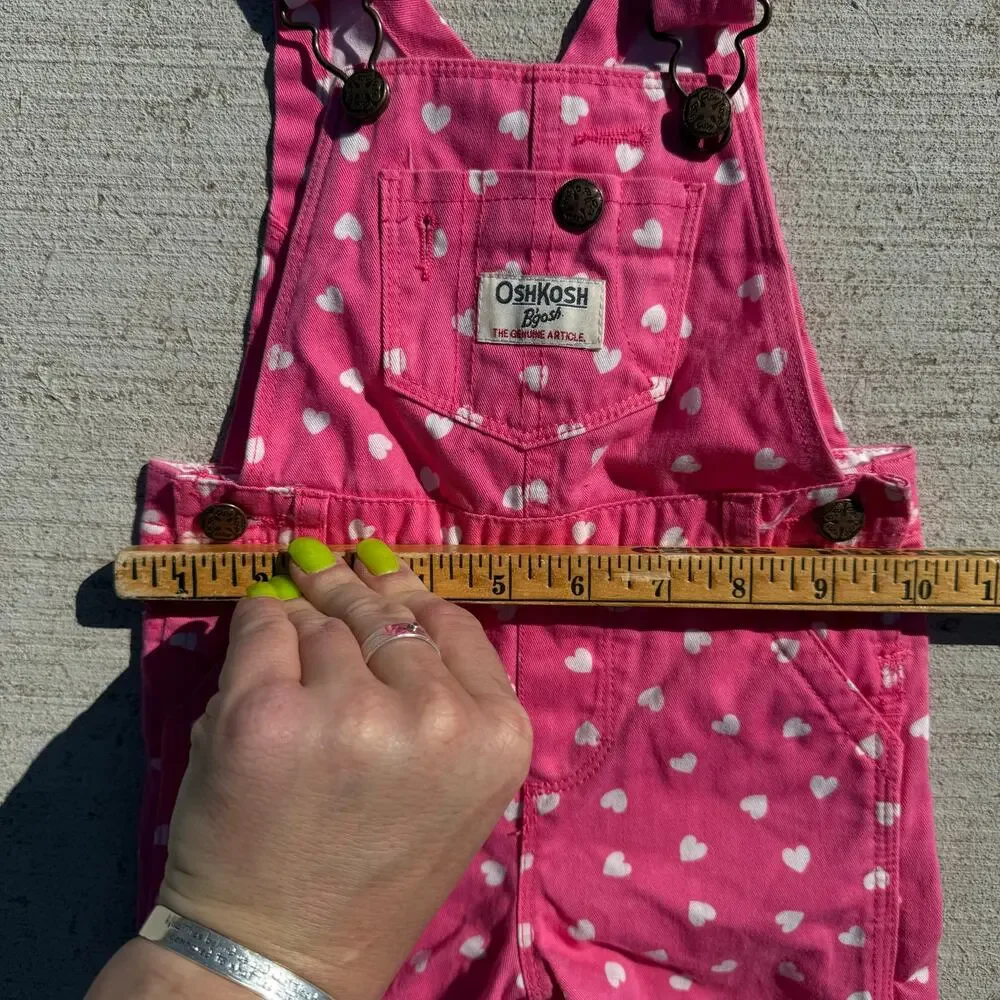 Y2K Osh Kosh B'Gosh Hot Pink and White Hearts Overalls SIZE 12 MONTH